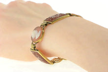 Load image into Gallery viewer, 14K Victorian Carnelian Cameo Floral Enamel Bracelet 7.25&quot; Yellow Gold