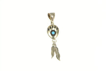 Load image into Gallery viewer, Sterling Silver Turquoise Native American Navajo Feather Pendant