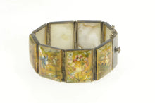 Load image into Gallery viewer, Sterling Silver Vintage Painted Mother of Pearl Middle Eastern Bracelet 6.5&quot;