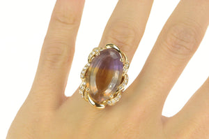 14K 18.00 Ctw Ametrine Diamond Twist Halo Cocktail Ring Yellow Gold