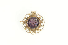 Load image into Gallery viewer, 14K Victorian Amethyst Ornate Filigree Statement Pendant/Pin Yellow Gold