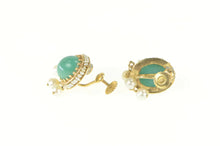 Load image into Gallery viewer, 14K Victorian Turquoise Seed Pearl Fringe Screw On Earrings Yellow Gold