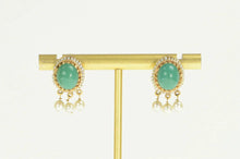 Load image into Gallery viewer, 14K Victorian Turquoise Seed Pearl Fringe Screw On Earrings Yellow Gold