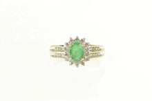 Load image into Gallery viewer, 14K 0.94 Ctw Emerald Diamond Halo Engagement Ring Yellow Gold