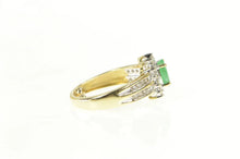 Load image into Gallery viewer, 14K 0.94 Ctw Emerald Diamond Halo Engagement Ring Yellow Gold