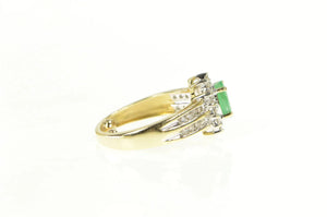 14K 0.94 Ctw Emerald Diamond Halo Engagement Ring Yellow Gold