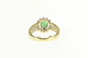 14K 0.94 Ctw Emerald Diamond Halo Engagement Ring Yellow Gold