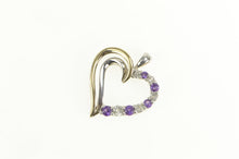 Load image into Gallery viewer, Sterling Silver Two Tone 10k Amethyst Cubic Zirconia Heart Pendant