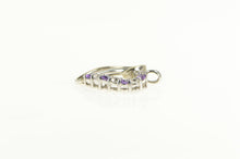 Load image into Gallery viewer, Sterling Silver Two Tone 10k Amethyst Cubic Zirconia Heart Pendant