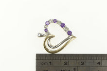 Load image into Gallery viewer, Sterling Silver Two Tone 10k Amethyst Cubic Zirconia Heart Pendant