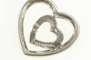 Sterling Silver 14k Gold Two Tone Diamond Hearts Love Pendant