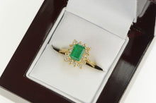 Load image into Gallery viewer, 14K 1.10 Ctw Emerald Diamond Halo Engagement Ring Yellow Gold