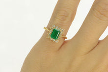 Load image into Gallery viewer, 14K 1.10 Ctw Emerald Diamond Halo Engagement Ring Yellow Gold