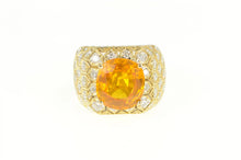 Load image into Gallery viewer, 18K 6.00Ctw Orange Sapphire Diamond Honeycomb Ring Yellow Gold