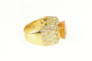 18K 6.00Ctw Orange Sapphire Diamond Honeycomb Ring Yellow Gold