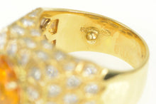 Load image into Gallery viewer, 18K 6.00Ctw Orange Sapphire Diamond Honeycomb Ring Yellow Gold