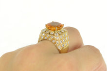 Load image into Gallery viewer, 18K 6.00Ctw Orange Sapphire Diamond Honeycomb Ring Yellow Gold