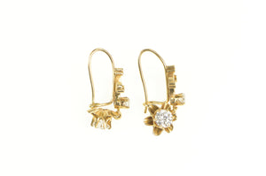 14K 1.10 Ctw 1950's Diamond Gypsy Dangle Earrings Yellow Gold