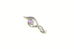 Sterling Silver Oval Amethyst Diamond Accent 10 Twist Pendant