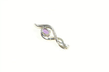 Load image into Gallery viewer, Sterling Silver Oval Amethyst Diamond Accent 10 Twist Pendant