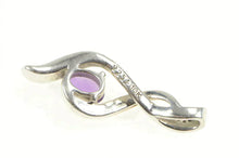 Load image into Gallery viewer, Sterling Silver Oval Amethyst Diamond Accent 10 Twist Pendant