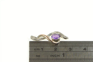 Sterling Silver Oval Amethyst Diamond Accent 10 Twist Pendant