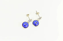 Load image into Gallery viewer, Sterling Silver Nazar Blue Evil Eye Symbol Dangle Earrings