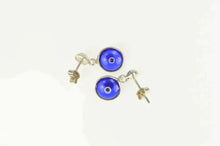 Load image into Gallery viewer, Sterling Silver Nazar Blue Evil Eye Symbol Dangle Earrings