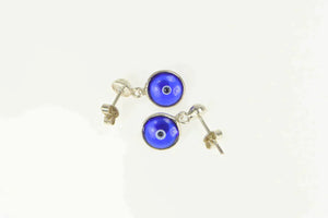 Sterling Silver Nazar Blue Evil Eye Symbol Dangle Earrings