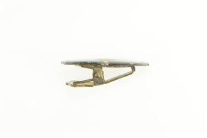 Sterling Silver Art Deco Peach Enamel White Blue Ornate Dress Clip
