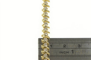 10K 1.75 Ctw Diamond Classic Tennis Wavy Link Bracelet 7" Yellow Gold
