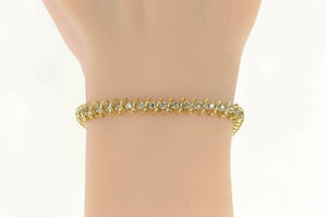 10K 1.75 Ctw Diamond Classic Tennis Wavy Link Bracelet 7" Yellow Gold