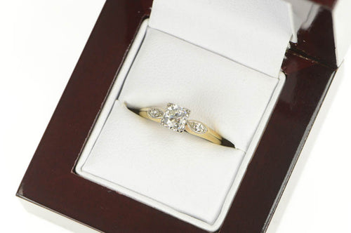 14K 40's 0.58 Ctw Old European Diamond Engagement Ring Yellow Gold