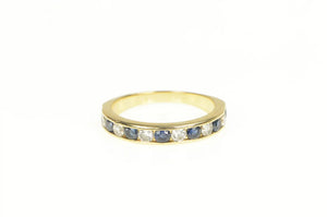14K 1.60 Ctw Sapphire Diamond Wedding Band Ring Yellow Gold