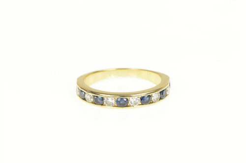 14K 1.60 Ctw Sapphire Diamond Wedding Band Ring Yellow Gold