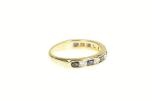 14K 1.60 Ctw Sapphire Diamond Wedding Band Ring Yellow Gold