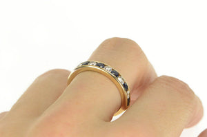 14K 1.60 Ctw Sapphire Diamond Wedding Band Ring Yellow Gold