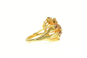 18K Oval Citrine Tree Branch Cluster Cocktail Ring Yellow Gold