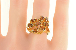 18K Oval Citrine Tree Branch Cluster Cocktail Ring Yellow Gold