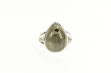 Load image into Gallery viewer, Sterling Silver Pear Labradorite Cabochon Bezel Statement Ring