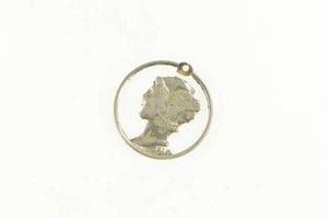 Sterling Silver Mercury Dime Cut Out Coin Artisan Charm/Pendant