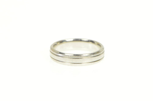 Platinum 5.0mm Grooved Simple Wedding Band Ring