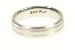 Platinum 5.0mm Grooved Simple Wedding Band Ring