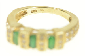 10K 1.64 Ctw Oval Emerald Diamond Squared Ring Yellow Gold