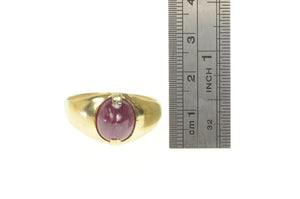10K 7.60 Ct Natural Ruby Cabochon 1960's Men's Ring Yellow Gold