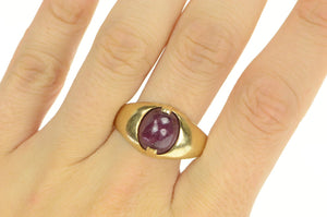 10K 7.60 Ct Natural Ruby Cabochon 1960's Men's Ring Yellow Gold