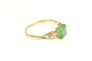 18K 1.15 Ctw Emerald Diamond Engagement Ring Yellow Gold