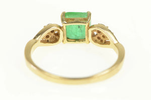 18K 1.15 Ctw Emerald Diamond Engagement Ring Yellow Gold