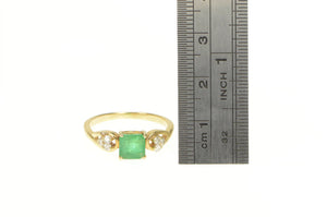 18K 1.15 Ctw Emerald Diamond Engagement Ring Yellow Gold