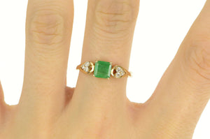 18K 1.15 Ctw Emerald Diamond Engagement Ring Yellow Gold